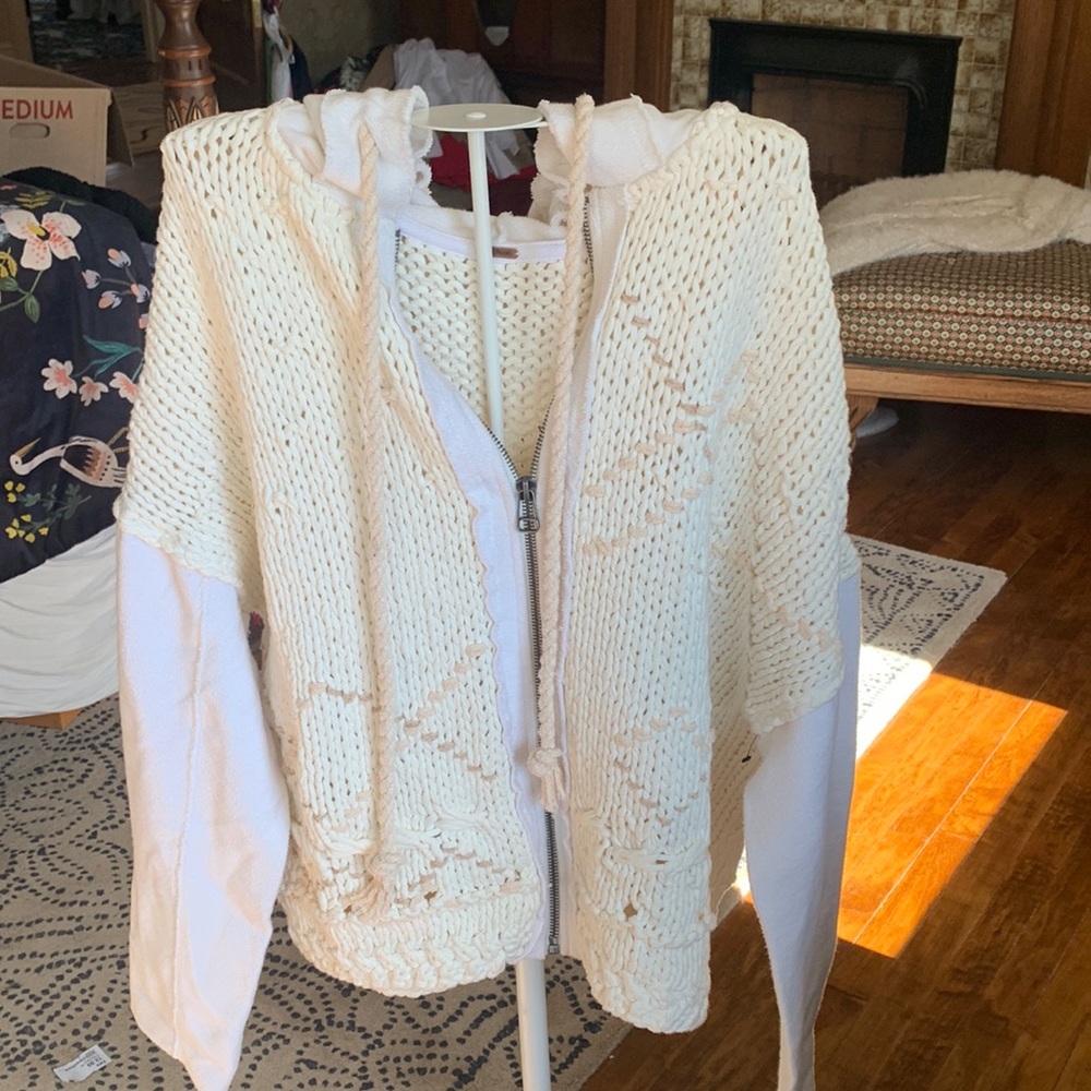 Free people cozy knit mixed media sweater. NWOT.β Retail 398